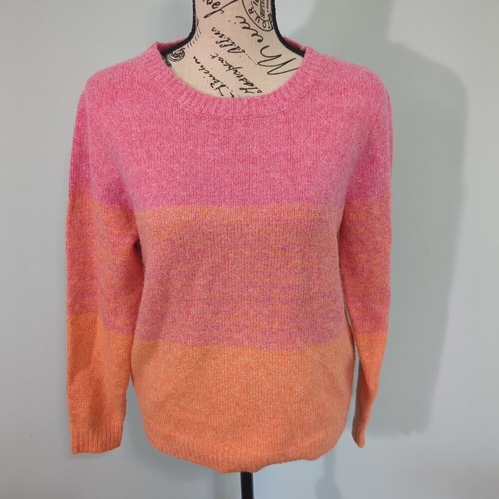 Cupcakes and Cashmere Sweater Womens Small Pink Ombre Long Sleeve Pullover